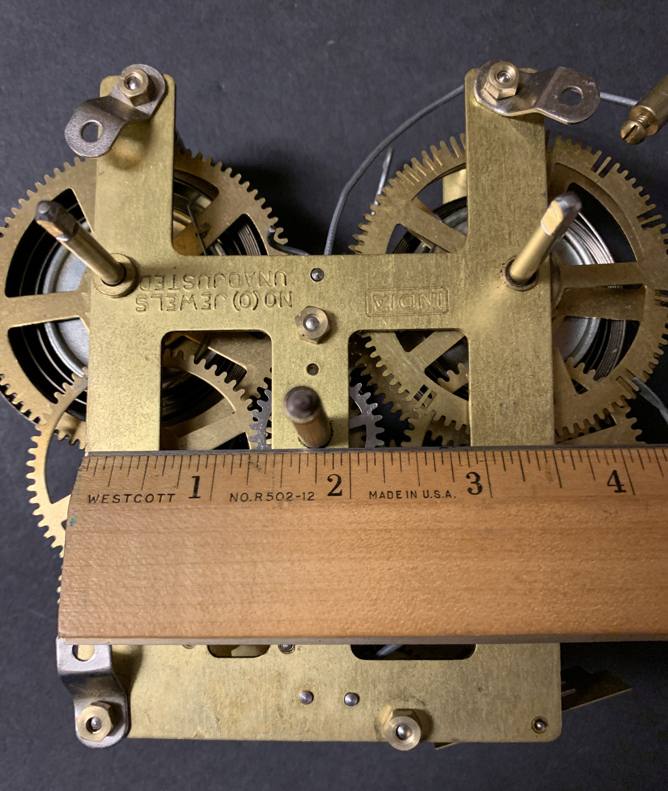 Vintage Brass Clock Movement INDIA No (0) Jewels Unadjusted Works SEE VIDEO eBay