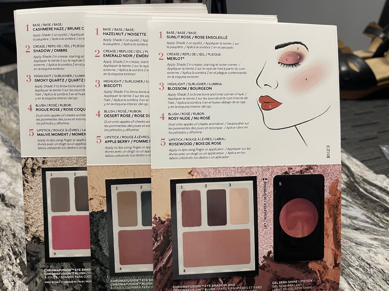 23 MARY KAY EYESHADOW BLUSH LIPSTICK SAMPLE CARDS CASHMERE HAZELNUT SUNLIT ROSE