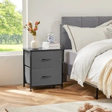 1pcs Nightstand End Table with 2 Fabric Drawers Bedroom Side Table Bedside Table