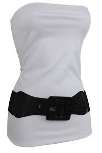 Women Black Braided Faux Leather Fashion Hip High Waist Belt Double Buckle S M L