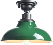 12-Inch Industrial Semi Flush Mount Ceiling Light Green Barn Ceiling Light