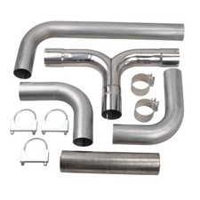 Stainless Steel 5 T Pipe Kit Dual Smoker Exhaust Stack System Universal Silver