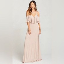 NWT Show Me Your MuMu Caitlin Ruffle Maxi Dress in Dusty Blush Crisp - Size S