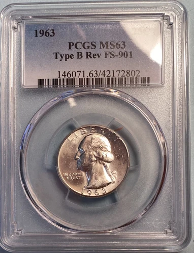1963 Washington Quarter Type B Reverse FS-901 PCGS MS63