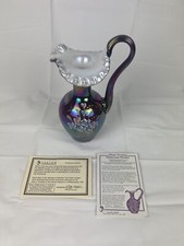 Rare Fenton Art Glass Vase "SWEETBRIAR" Plum Purple Overlay Pitcher 1997 10"