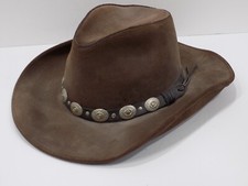 Vintage Henschel Hat Company Brown Leather Cowboy Hat Adult - Size SMALL