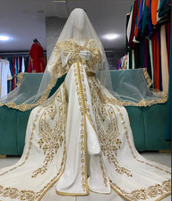 White Moroccan Caftan for Wedding - Silk Crepe