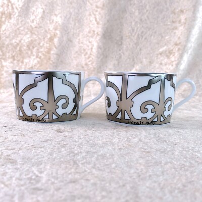 Hermes Guadalquivir Platinum Tea & Cup Saucer Porcelain Tableware