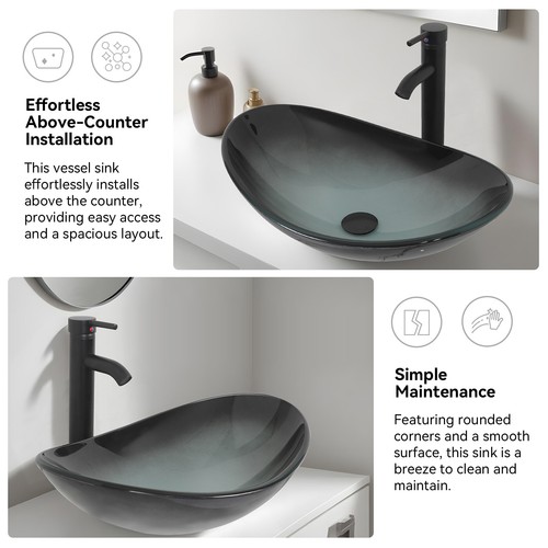 24 in Bathroom Vanity Single Cabinet with Vessel Sink Mirror Combo Faucet Drain - Bild 54 von 55