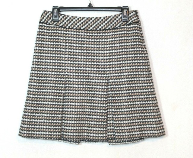 Talbots womens skirt size 6P houndstooth wool box pleated casual