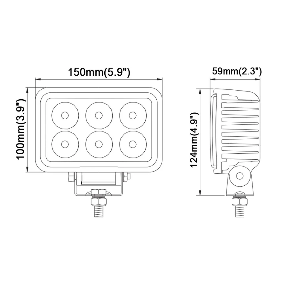 2X 4x6 inch 1800LM Rectangular Flood Off-Road LED Fog Light Tractor 6000K IP68 - Imagem 2 de 4