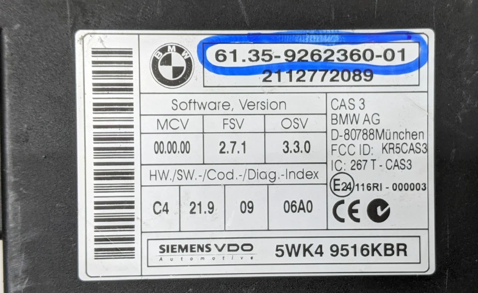 2006-2013 BMW 328i xDrive interruptor de ignição módulo de controle sem chave 9262360-01 fabricante de equipamento original - Imagem 2 de 2