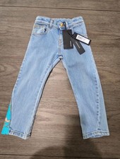 Versace Boys' Medium Blue Straight Jeans Multicolor Print Size 4A Cotton Denim