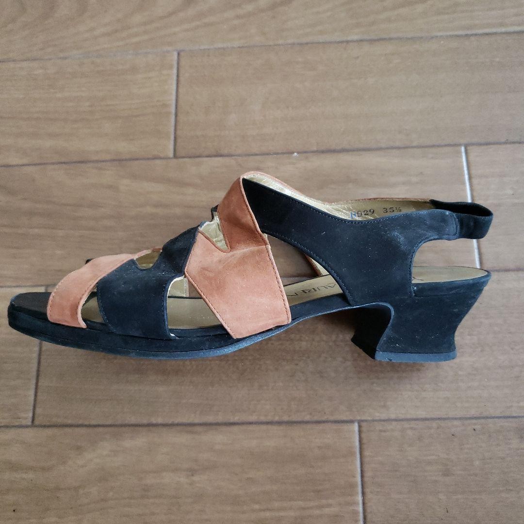 Autentici sandali con tacco Yves Saint Laurent nero arancione scamosciato taglia 35 5 donna