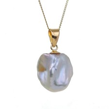 Necklace 9ct Pearl Dangle 11Mm White Keishi