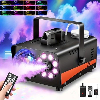 600W Smoke Machine Fog Machine Christmas Indoor-4 Modes LED Lights with 13 Color