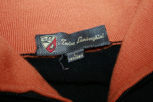 Tonino Lamborghini Mens Quarter Zip Knitted Wool Jumper -L- Black/Orange - Rare - Picture 10 of 11