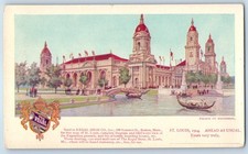 1904 St Louis Missouri Postcard Palace Machinery Regal Shoe Co Exposition Boat