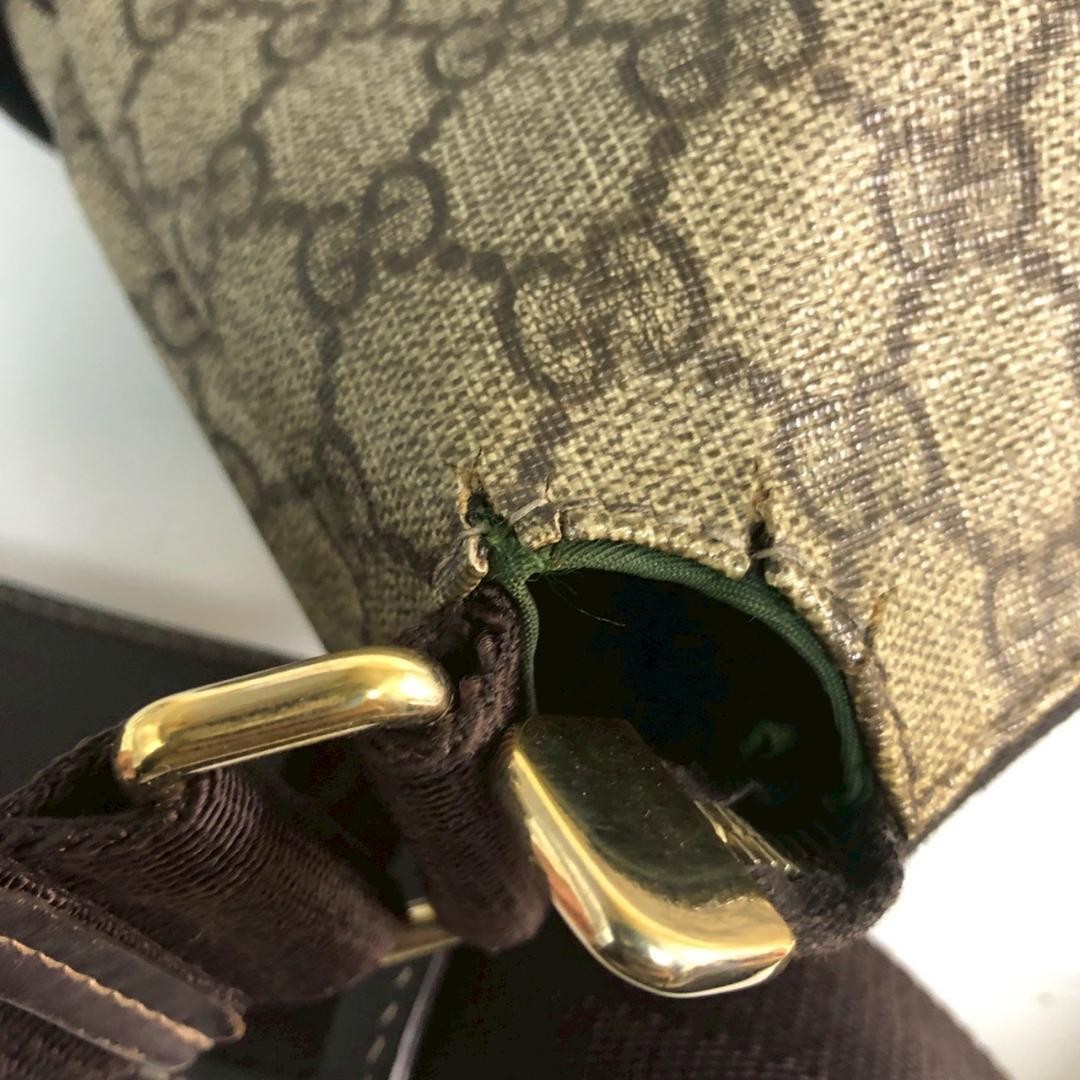 GUCCI GG Shoulder Bag Ziplock Leather PVC Brown Beige Gold Hardware From Japan thumbnail 9