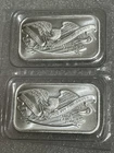 Silvertowne Eagle/Prospector 1 Troy Oz .999 Fine Silver Bar- Lot Of 2 In Plastic