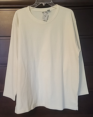 Chicos Design San Juan Pullover Tunic Top Off-White Cotton Long Sleeve Sz 3 NWT