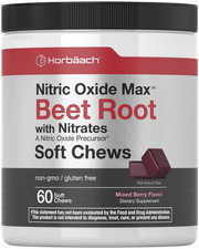 Nitric Oxide Beet Root Soft Chews  60 Count  Mixed Berry Flavor  by Horb ach