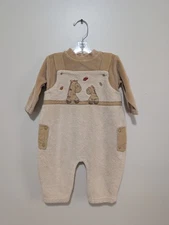 NWT Gender Neutral Giraffe Lion Velour Teddy Bear Fabric Corduroy Coverall 6M