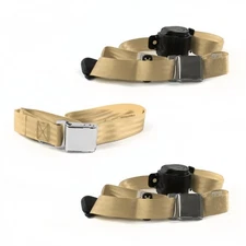  Truck 1933 - 1947 Airplane 3pt Tan Retractable Bench Seat Belt Kit - 3 Be 