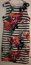 Talbots Petites Dress Womens Size 12P Stripe Floral Sleeveless Sheath Lined