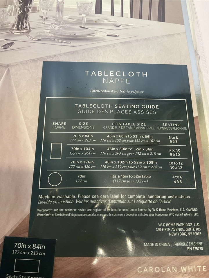 Waterford Holiday Paisley Carolan White Tablecloth 70 x 84” Cream Formal Classic - Image 3 of 4