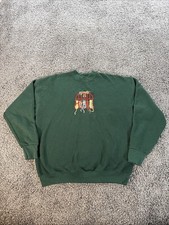 Vintage Fruit Of The Loom Sweatshirt Womens XL Green Cat Lady Kitten 90s