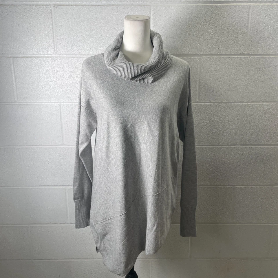 Suéter Verve Ami Para Mujer Grande Gris Jaspeado Tejido Manga Larga Capucha Cuello Pullover Foto 2 de 4