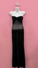 Fashion Nova Strapless Sweetheart Elena Sheer Mesh Ruched Maxi Dress L Black