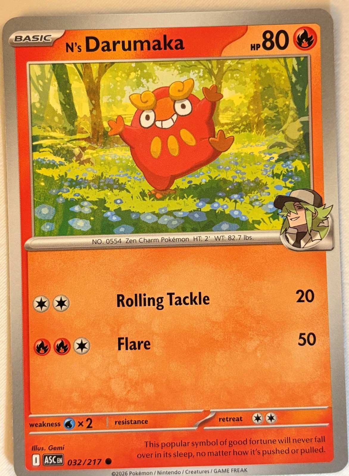 Pokémon N's Darumaka Ascended Heroes #32 🇺🇸