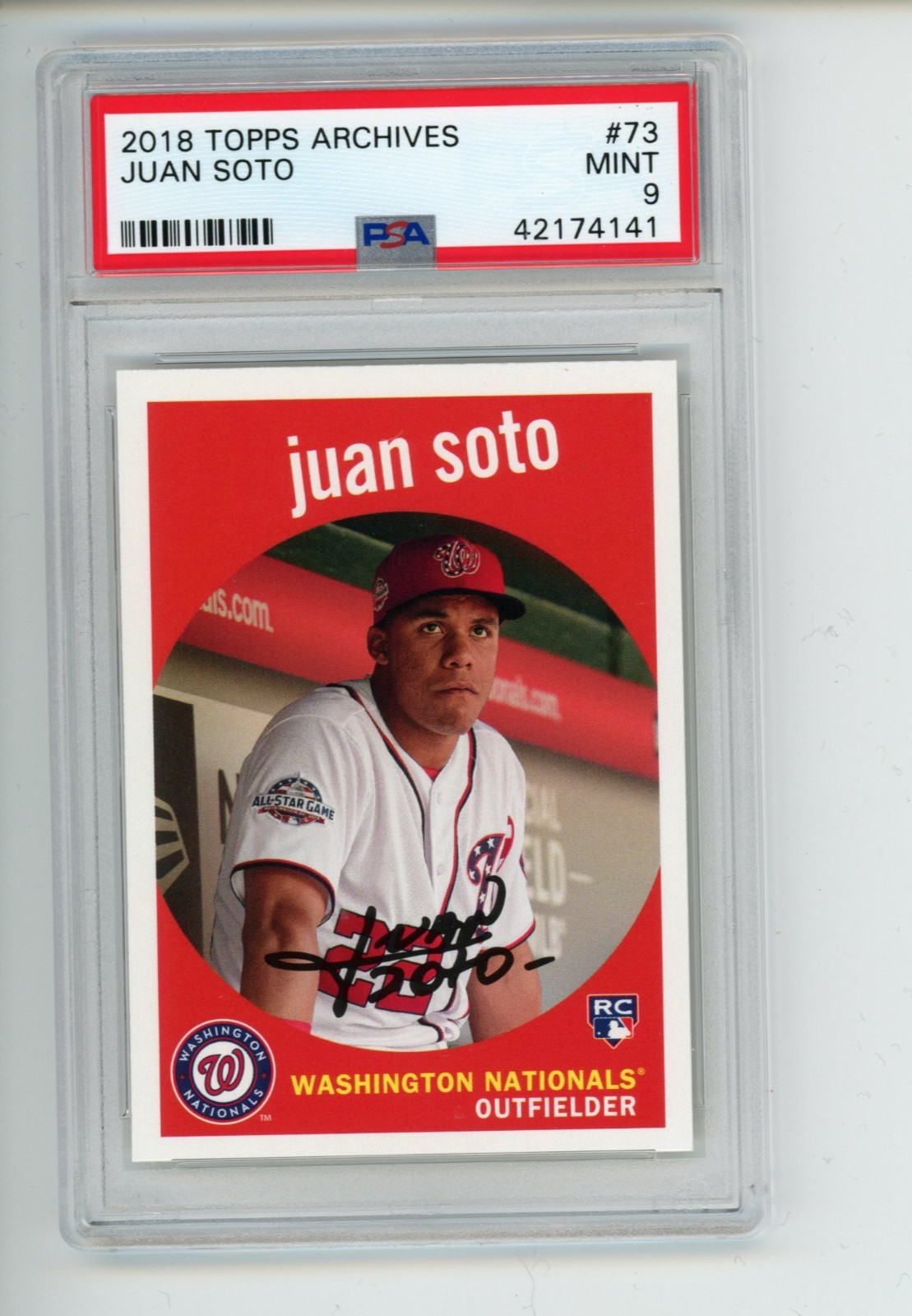 2018 Topps Archives Juan Soto #73 Rookie RC Nationals PSA 9 MINT (141)