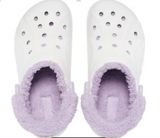 Crocs Adult Baya Lined Fuzz Strap Clog Slippers M5/WT NWT