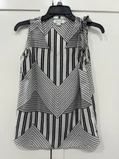 Molly Bracken Women's small Black and White sheer Striped Top