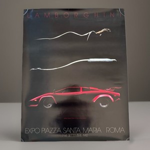 VINTAGE 1982 Lamborghini Countach Expo Piazza Roma OriginalPoster 24x30 Unused