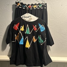 Vintage EMO Brand 90s Top And Skirt Colorful Geometric Design Sz L- 30 Skirt