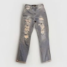 Hollister Ultra High Rise Mom Jeans Womens 27x29 5R Distressed Raw Hem