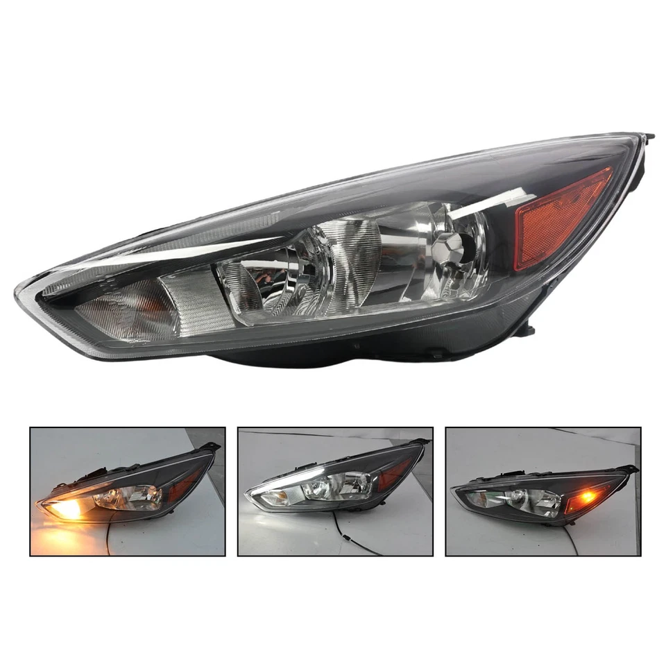 Conjunto de faros negros con bombillas modelo LED DRL para Ford Focus 2015-2018 Foto 2 de 4