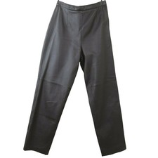 Terry Lewis Womens Brown Leather Pants Size 4P Elastic Waist Genuine Leather