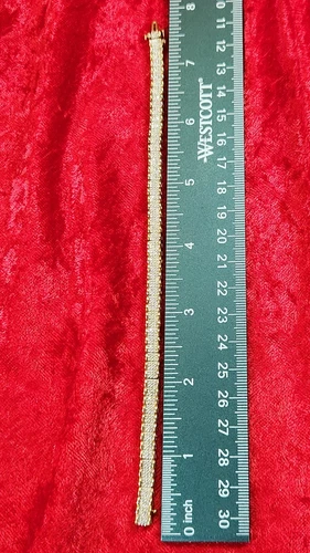 Gold Plated Sterling Silver 925 SUN Real Diamond Tennis Link Bracelet 7.5" - 第 6/7 張圖片