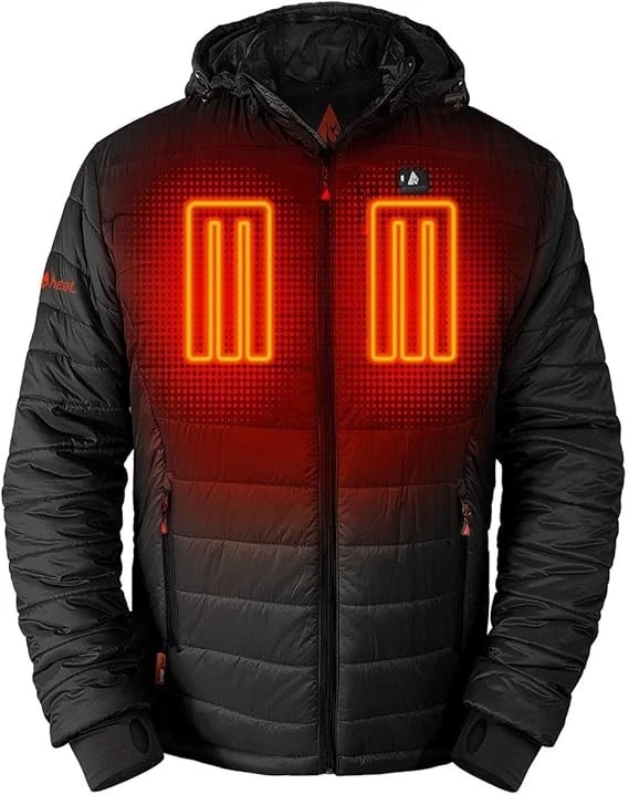 ActionHeat 5V Men's Insulated Puffer Battery Heated Jacket W/ Hood + EXTRAS
