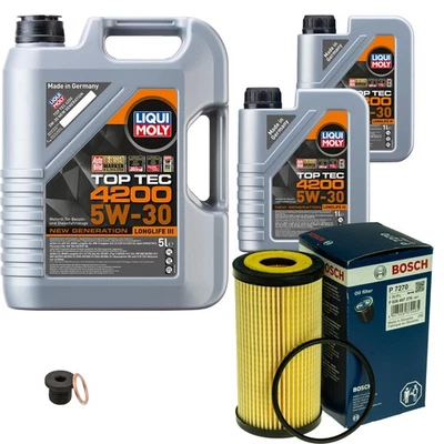 BOSCH, LIQUI MOLY BOSCH Ölfilter 7 L LIQUI MOLY Top Tec 4200 5W-30 für VW Touareg 3.0 TDI