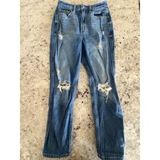 Hollister Ultra High-Rise Mom Jeans Distressed W26R 2R
