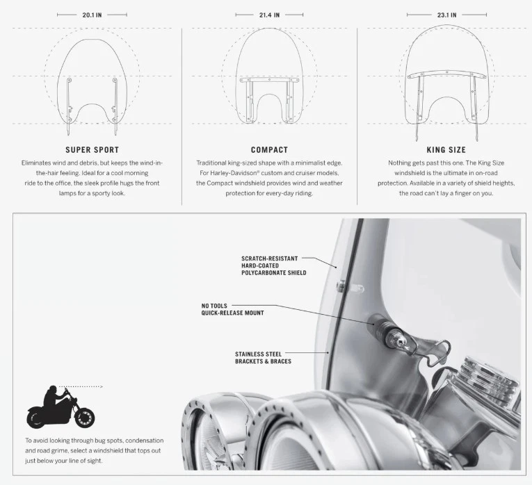 OEM Harley 57400115 Transparente 18 Pulgadas King Parabrisas Parabrisas 00-17 FL Softail Foto 2 de 4
