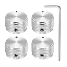 4 Pcs Aluminium Potentiometer Knobs, 1/4" (6mm), Twill 5/8" Silver