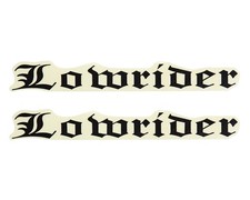 2x Lowrider Name Sticker Pair MG Manuskript Gothisch Font Black Ground Transport