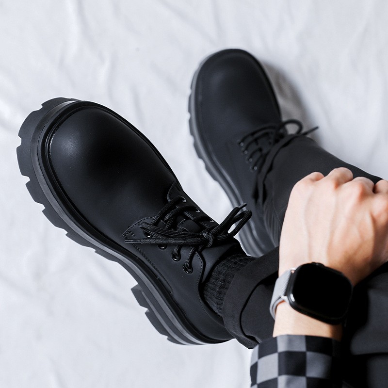 SAOLA Scarpe da uomo grandi punta tonda plateau pelle stringate casual derby business party
